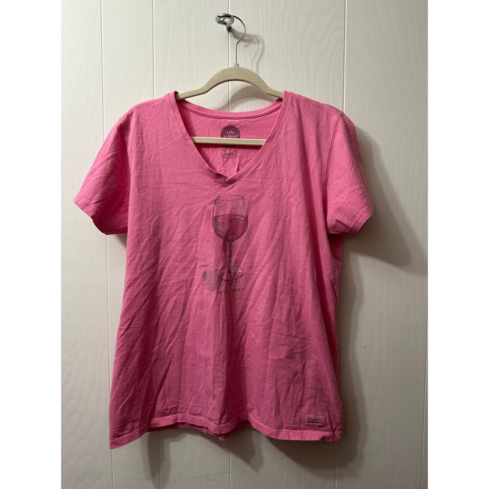 Life Is Good Shirt Womens Large Pink Wine Classic Fit Crusher Tee Ladies